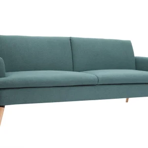 Canapé Convertible Scandinave 3 Places En Tissu Vert Et Bois Clair STEWART 13