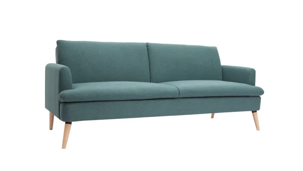 a Prix Discount Canapé Convertible Scandinave 3 Places En Tissu Vert Et Bois Clair STEWART 3