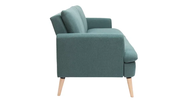 a Prix Discount Canapé Convertible Scandinave 3 Places En Tissu Vert Et Bois Clair STEWART 6