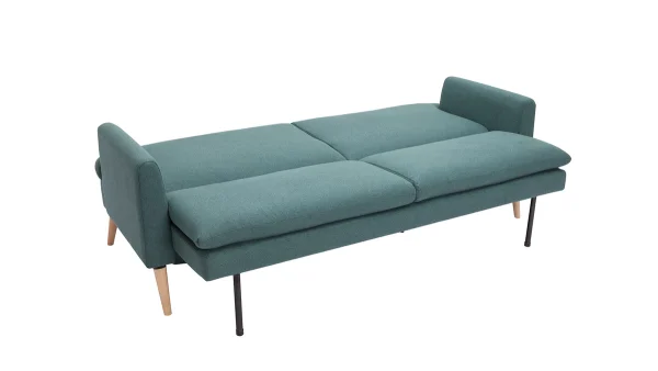 Canapé Convertible Scandinave 3 Places En Tissu Vert Et Bois Clair STEWART 5