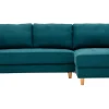 Canapé D’angle Droit Scandinave 3 Places En Tissu Bleu Canard Et Bois Clair CUMBIA Protections acheteurs 19