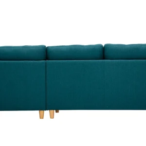 Canapé D’angle Droit Scandinave 3 Places En Tissu Bleu Canard Et Bois Clair CUMBIA 15