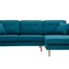 prix de gros Canapé D’angle Droit Scandinave 4 Places En Tissu Bleu Canard Et Bois Clair CODDY 17