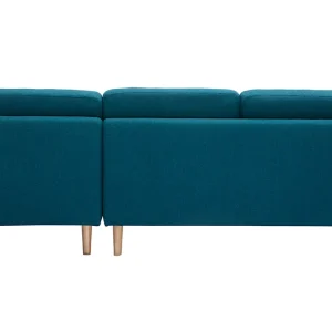 prix de gros Canapé D’angle Droit Scandinave 4 Places En Tissu Bleu Canard Et Bois Clair CODDY 15