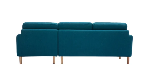 prix de gros Canapé D’angle Droit Scandinave 4 Places En Tissu Bleu Canard Et Bois Clair CODDY 5