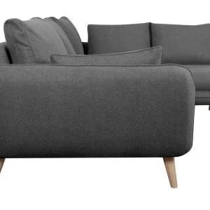 Nouvelle tendance Canapé D’angle Droit Scandinave 5 Places En Tissu Gris Anthracite Et Bois Clair CREEP 12