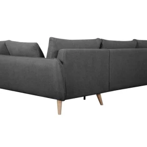 Canapé D’angle Droit Scandinave 5 Places En Tissu Gris Anthracite Et Bois Clair CREEP meilleur service 14