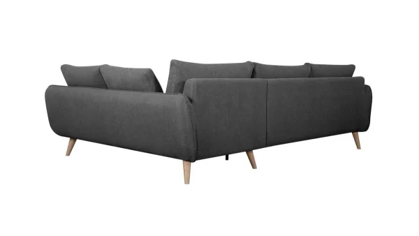 Canapé D’angle Droit Scandinave 5 Places En Tissu Gris Anthracite Et Bois Clair CREEP meilleur service 5