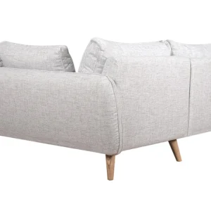 outlet Canapé D’angle Droit Scandinave 5 Places En Tissu Gris Clair Chiné Et Bois Clair CREEP 16