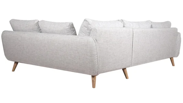 marques de renommée Canapé D’angle Droit Scandinave 5 Places En Tissu Gris Clair Chiné Et Bois Clair CREEP 5