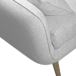 marques de renommée Canapé D’angle Droit Scandinave 5 Places En Tissu Gris Clair Chiné Et Bois Clair CREEP 18