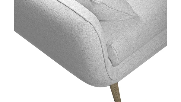 Canapé D’angle Droit Scandinave 5 Places En Tissu Gris Clair Chiné Et Bois Clair CREEP 6