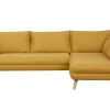 outlet soldes Canapé D’angle Droit Scandinave 5 Places En Tissu Jaune Cumin Et Bois Clair CREEP 28