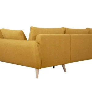 outlet soldes Canapé D’angle Droit Scandinave 5 Places En Tissu Jaune Cumin Et Bois Clair CREEP 13