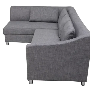 Canapé D’angle Gauche Convertible Avec Coffre 3 Places En Tissu Gris Et Acier Chromé MIAMI 15