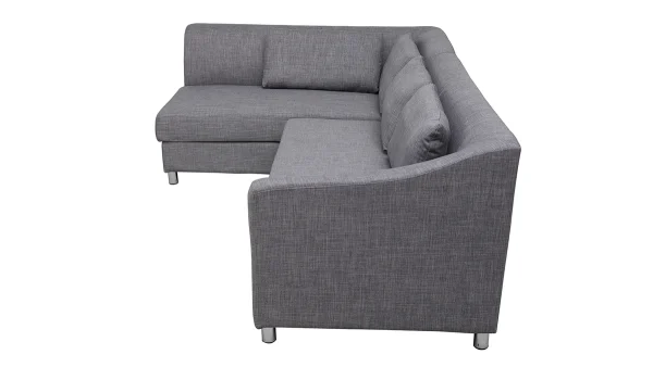 Canapé D’angle Gauche Convertible Avec Coffre 3 Places En Tissu Gris Et Acier Chromé MIAMI 4