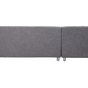 Canapé D’angle Gauche Convertible Avec Coffre 3 Places En Tissu Gris Et Acier Chromé MIAMI 17