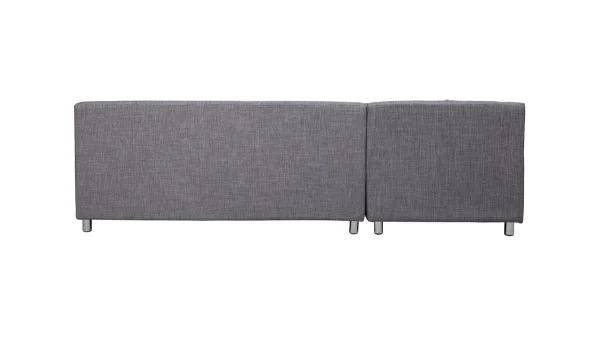 Canapé D’angle Gauche Convertible Avec Coffre 3 Places En Tissu Gris Et Acier Chromé MIAMI 5