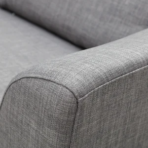 Canapé D’angle Gauche Convertible Avec Coffre 3 Places En Tissu Gris Et Acier Chromé MIAMI 23