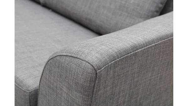 Canapé D’angle Gauche Convertible Avec Coffre 3 Places En Tissu Gris Et Acier Chromé MIAMI 8