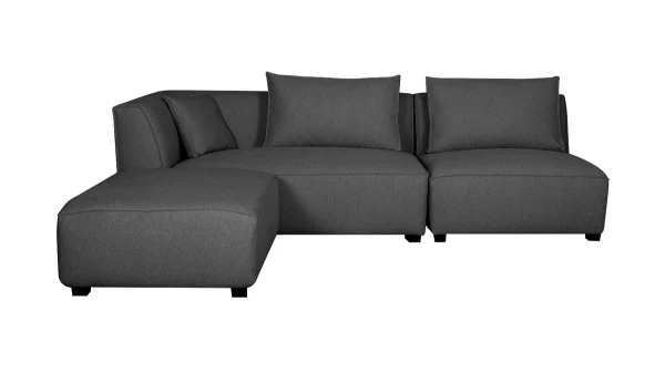 Canapé D’angle Gauche Modulable En Tissu Gris Anthracite PLURIEL marque pas cher 1