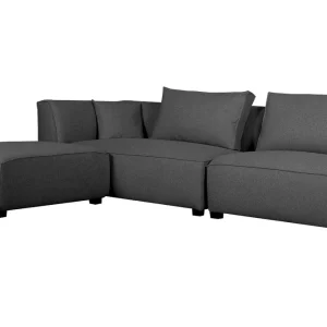 Canapé D’angle Gauche Modulable En Tissu Gris Anthracite PLURIEL marque pas cher 13