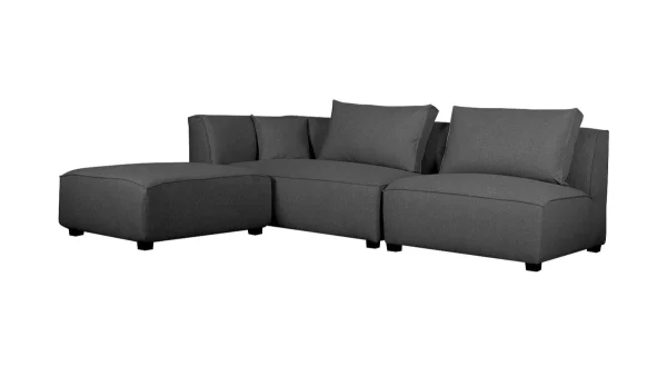 Canapé D’angle Gauche Modulable En Tissu Gris Anthracite PLURIEL marque pas cher 3