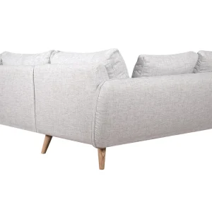 Canapé D’angle Gauche Scandinave 5 Places En Tissu Gris Clair Chiné Et Bois Clair CREEP 15