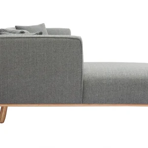 Canapé D’angle Gauche Scandinave 5 Places En Tissu Gris Et Bois Clair STUART 16