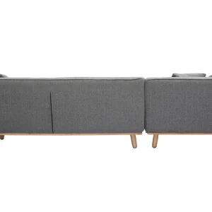 Canapé D’angle Gauche Scandinave 5 Places En Tissu Gris Et Bois Clair STUART 18