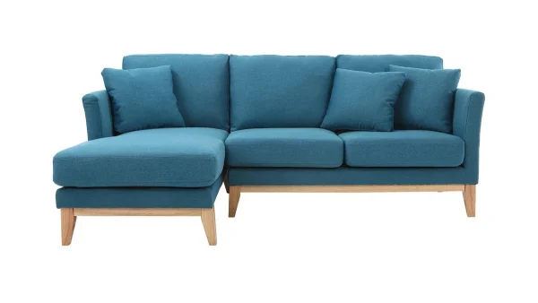 Réductions Canapé D’angle Gauche Scandinave Bleu Canard Déhoussable OSLO 1