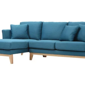 Réductions Canapé D’angle Gauche Scandinave Bleu Canard Déhoussable OSLO 12