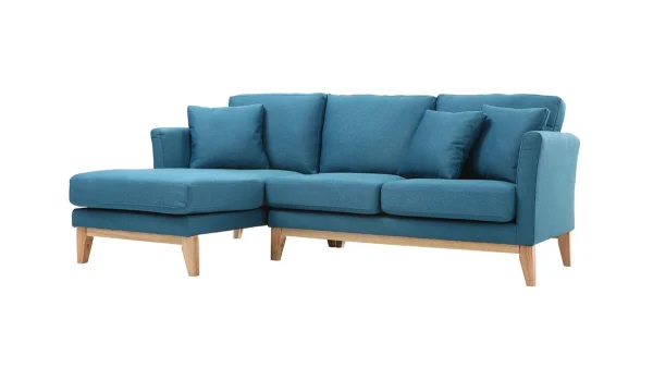 Réductions Canapé D’angle Gauche Scandinave Bleu Canard Déhoussable OSLO 3