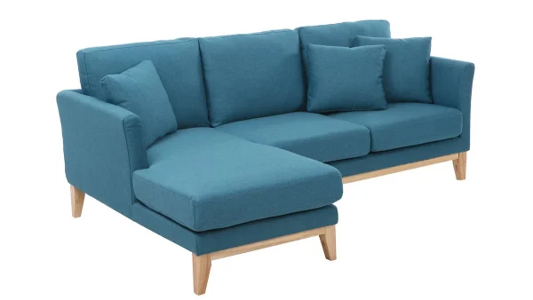 Réductions Canapé D’angle Gauche Scandinave Bleu Canard Déhoussable OSLO 4