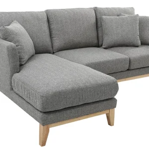 Canapé D’angle Gauche Scandinave En Tissu Gris Clair Déhoussable OSLO 9