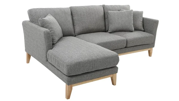 Canapé D’angle Gauche Scandinave En Tissu Gris Clair Déhoussable OSLO 3