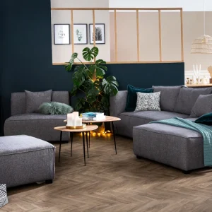 Canapé D’angle Moderne Modulable 4 éléments Gris Clair PLURIEL Top ventes 28