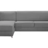 Canapé D’angle Réversible Et Convertible Avec Coffre 4 Places En Tissu Gris Et Bois Clair GRAHAM dernière tendance 31