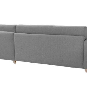 Canapé D’angle Réversible Et Convertible Avec Coffre 4 Places En Tissu Gris Et Bois Clair GRAHAM dernière tendance 20