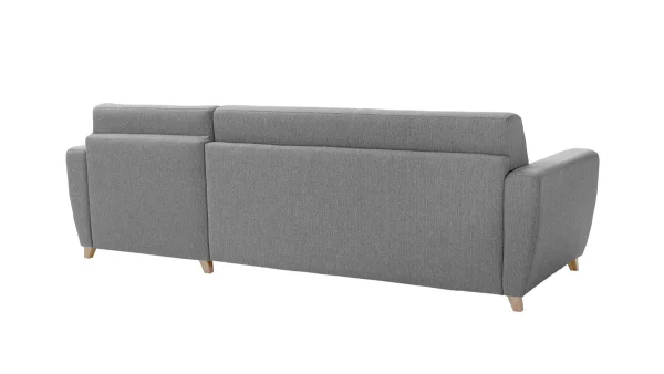 Canapé D’angle Réversible Et Convertible Avec Coffre 4 Places En Tissu Gris Et Bois Clair GRAHAM dernière tendance 7