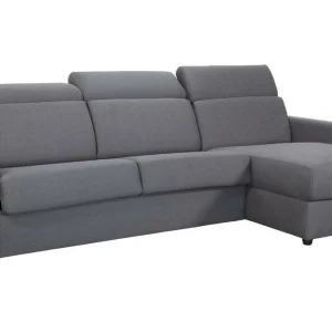 Canapé D’angle Réversible Et Convertible Avec Coffre Et Têtières Ajustables 4 Places En Tissu Gris NORO magasin paris 14