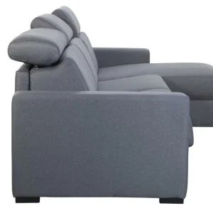 Canapé D’angle Réversible Et Convertible Avec Coffre Et Têtières Ajustables 4 Places En Tissu Gris NORO magasin paris 20