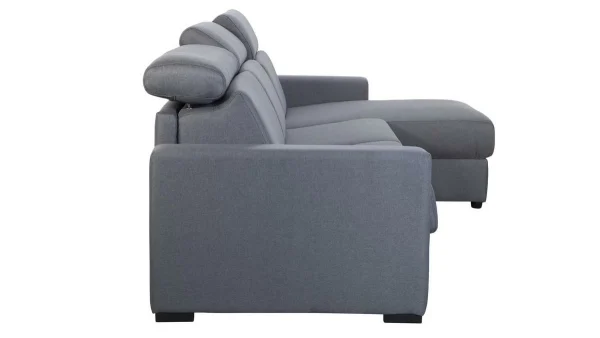 Canapé D’angle Réversible Et Convertible Avec Coffre Et Têtières Ajustables 4 Places En Tissu Gris NORO magasin paris 6