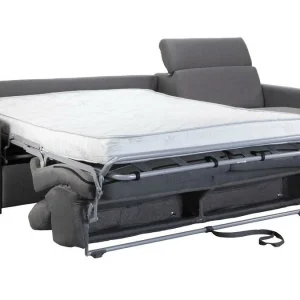 Canapé D’angle Réversible Et Convertible Avec Coffre Et Têtières Ajustables 4 Places En Tissu Gris NORO 18