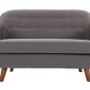 Canapé Déhoussable 2 Places En Tissu Gris Anthracite Et Bois Foncé YNOK vente luxe pas cher 32