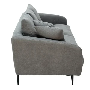 Top ventes Canapé Design 3 Places En Tissu Effet Velours Gris Et Métal Noir JERRY 12