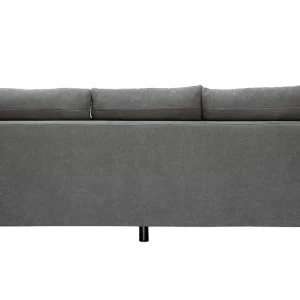 Top ventes Canapé Design 3 Places En Tissu Effet Velours Gris Et Métal Noir JERRY 14