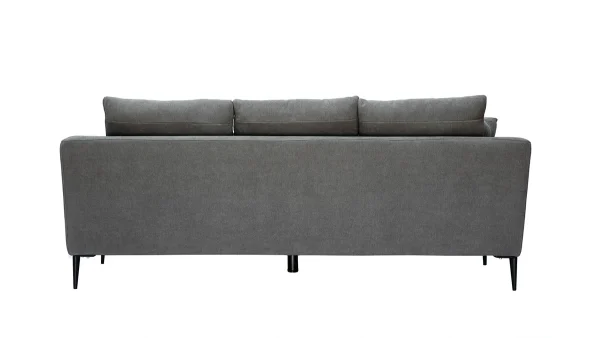 Top ventes Canapé Design 3 Places En Tissu Effet Velours Gris Et Métal Noir JERRY 5