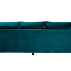 Canapé Design 3 Places En Tissu Velours Bleu Pétrole Et Métal Noir JERRY 14