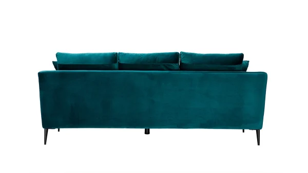 Canapé Design 3 Places En Tissu Velours Bleu Pétrole Et Métal Noir JERRY 5